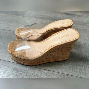 Schutz DALLE VINYL Slip On SANDAL Size 11 $158 LIKE NEW
